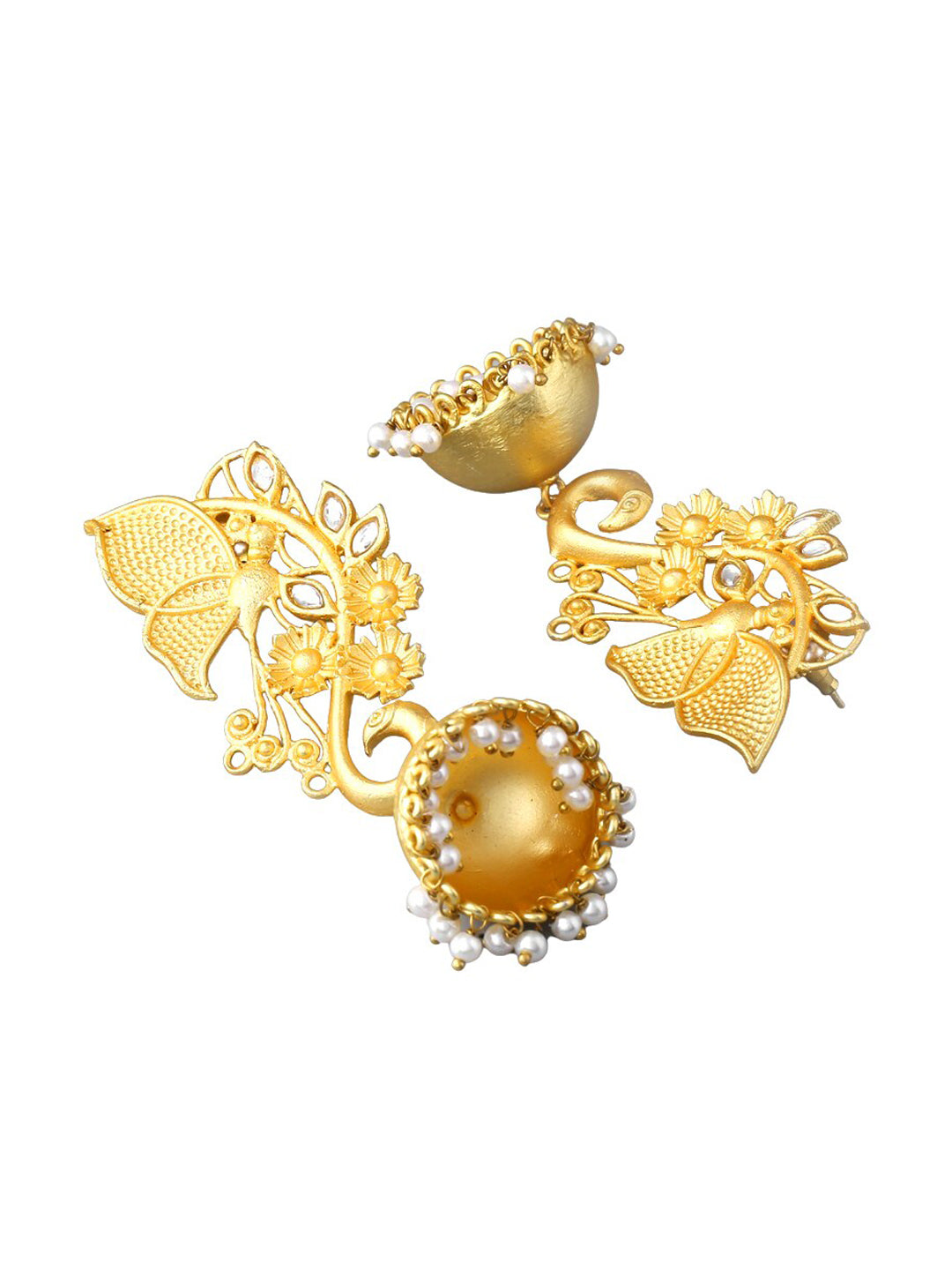 Yellow Chimes Gold-Polished Dome Shaped Jhumkas Earrings - Swadesiicart