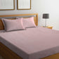 KLOTTHE Pink Woolen 300TC King Bedsheet Fitted Bedsheet With 2 Pillow Covers - Swadesiicart