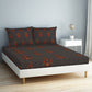 SPACES Aurum Grey Ethnic Motifs Pure Cotton 140 TC Queen Bedsheet with 2 Pillow Covers - Swadesiicart
