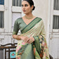 Vishnu Weaves Women's Green Soft Tussar Silk Saree with Blouse - Swadesiicart