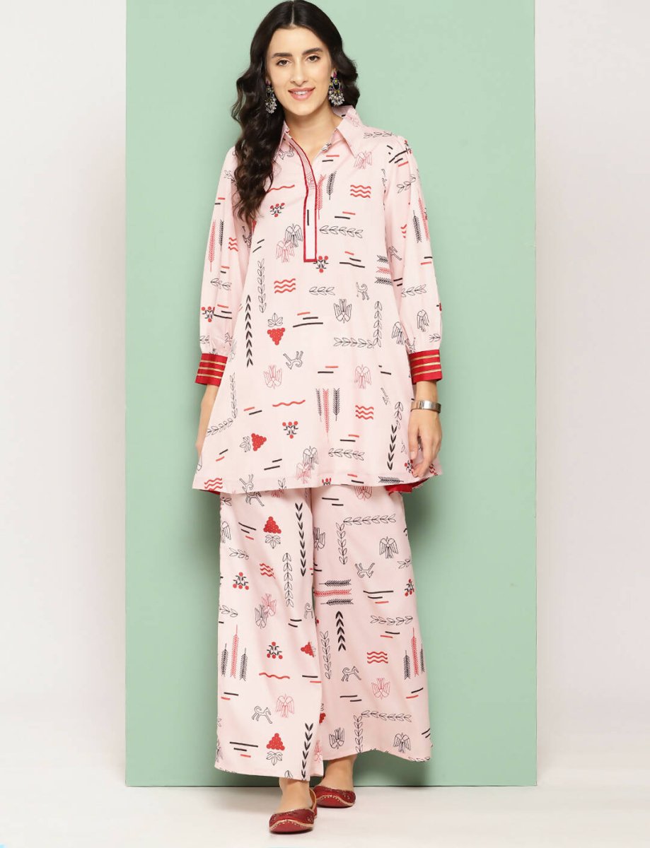 Ahalyaa Women's Traditional Wear Co-ods - Peach | Swadesiicart