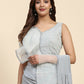 Light Grey Lycra Solid Ready to Wear Saree with stitched Blouse - Nita | Swadesiicart