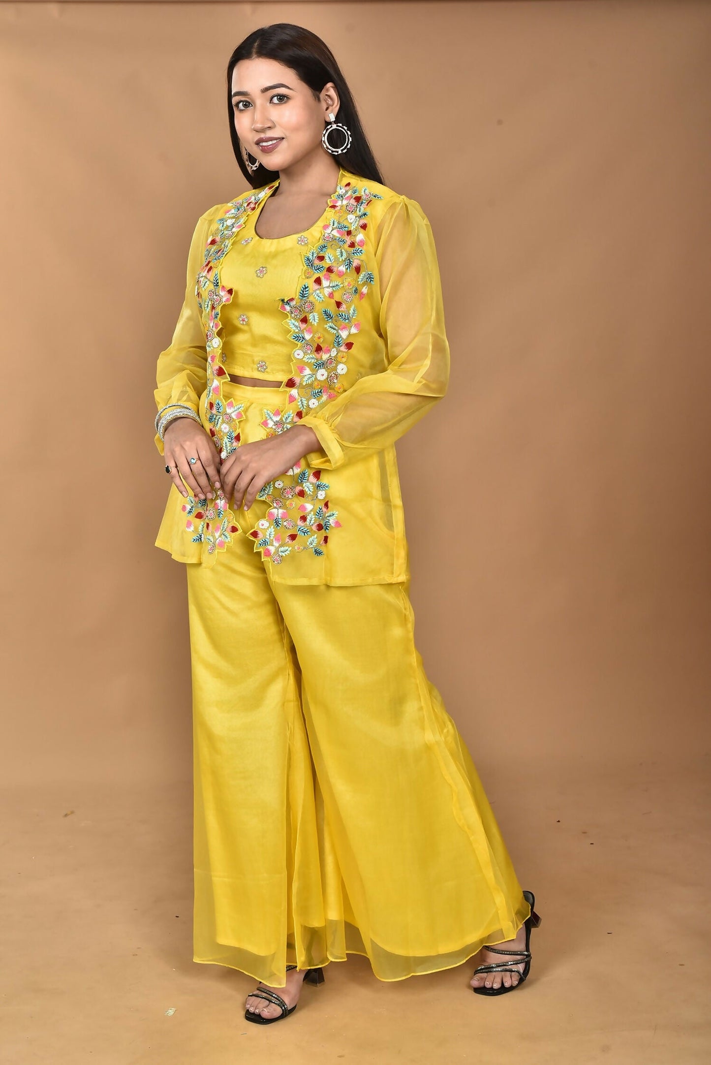 Morchari Women Hand Embroidery Crop Top-Yellow - Swadesiicart