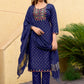 Jyoti Fashion Women's Blue 14KG Rayon Foil Print with Embroidery Kurta Set | Swadesiicart