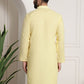 Sojanya Men Yellow Dobby Self-Checked Straight Kurta | Swadesiicart