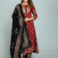 Indian Clothing Women's Red Embroidered Panelled Kurti with Trousers & With Dupatta - NOZ2TOZ - Swadesiicart