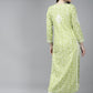 ADA Women Green & White Floral Chikankari Cotton Handloom Kurta | Swadesiicart