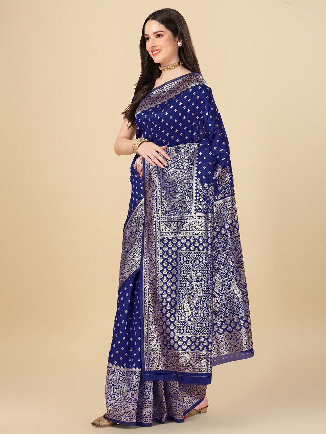 Kalini Ethnic Motifs Woven Design Zari Banarasi Saree | Swadesiicart