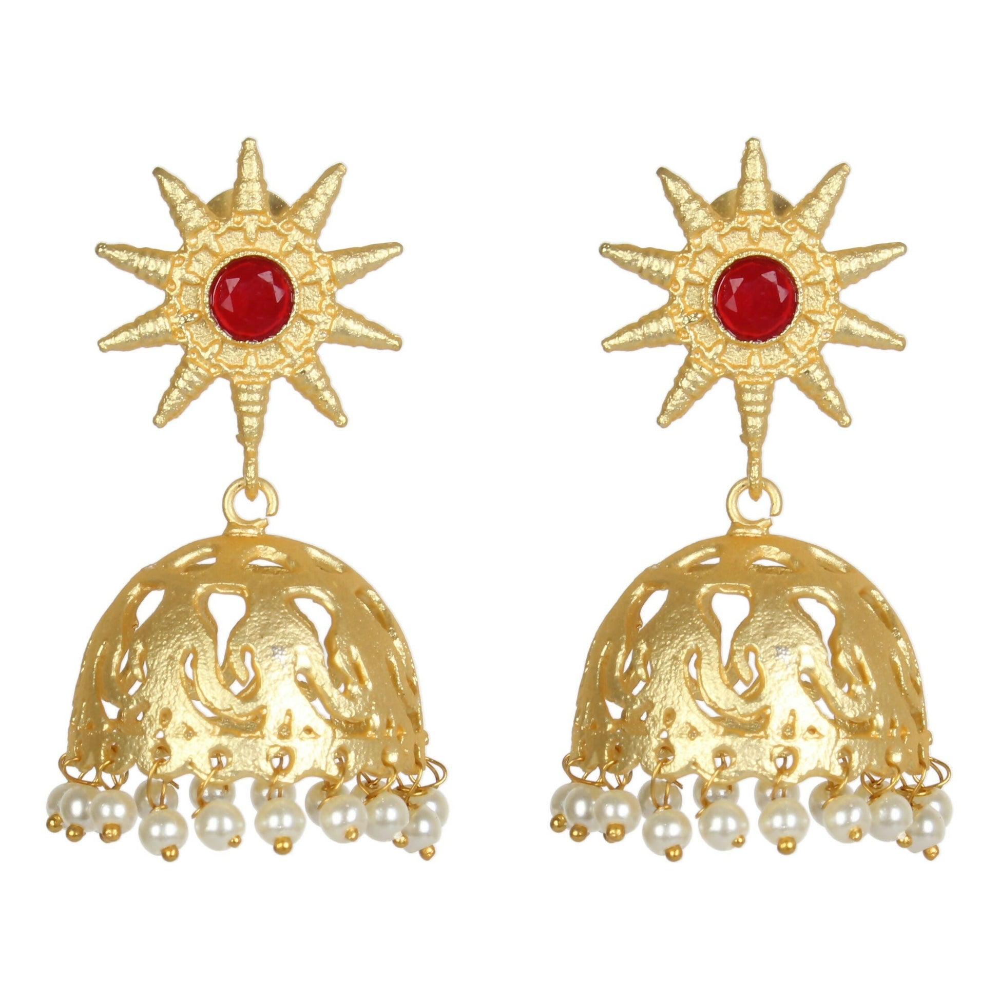 Joban Fashion Women Matte Gold Brass Jhumka | Swadesiicart