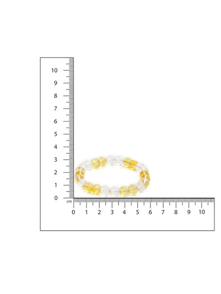 Clear Quartz & Citrine Yellow and White Beads Bracelet - Ruby Raang | Swadesiicart