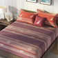 Nautica Purple & Orange Striped Cotton 160 TC King Bedsheet With 2 Pillow Covers - Swadesiicart