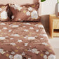 BIANCA Brown & White Floral 186 TC King Bedsheet with 2 Pillow Covers - Swadesiicart