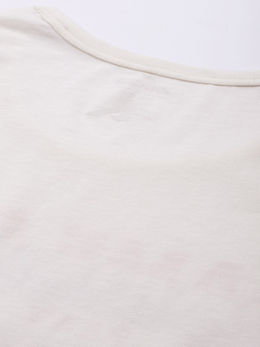Alcis Men Off White Typography Printed Slim Fit Gym T-shirt | Swadesiicart