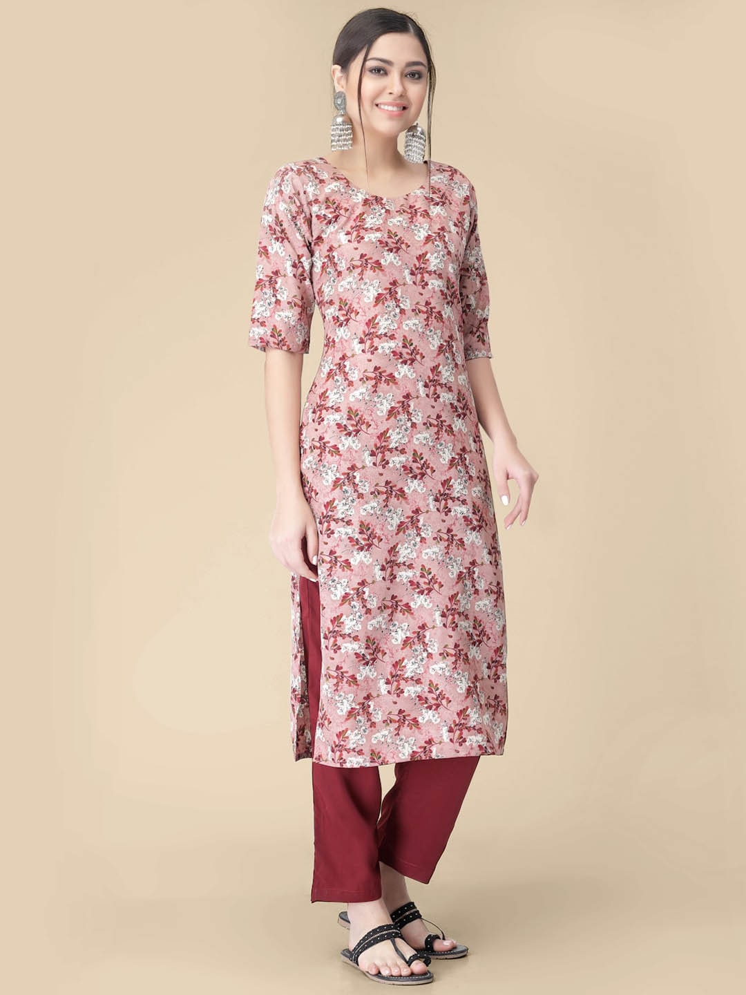 Kalini Floral Printed Regular Kurta with Trousers - Swadesiicart