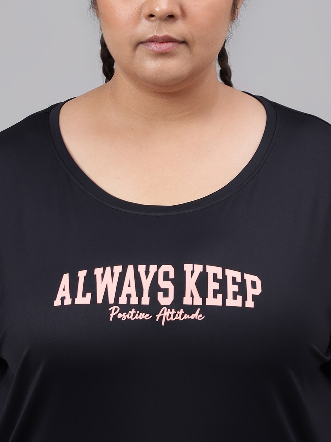 MKH Plus Size Typography Printed Relaxed Fit Dri FIT T-shirt - Swadesiicart