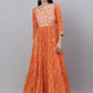 Kalini Women Orange Ethnic Motifs Printed Cotton Anarkali Kurta