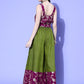 InWeave Women's Wine Brocade Strappy Top W Olive Wine Brocade Palazzo Set - Swadesiicart