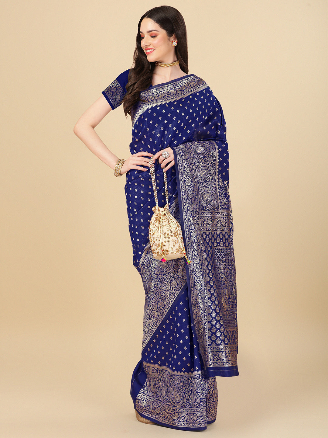 Kalini Ethnic Motifs Woven Design Zari Banarasi Saree | Swadesiicart