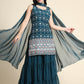 Kalini Women Teal Floral Embroidered Kurta with Sharara & Dupatta | Swadesiicart