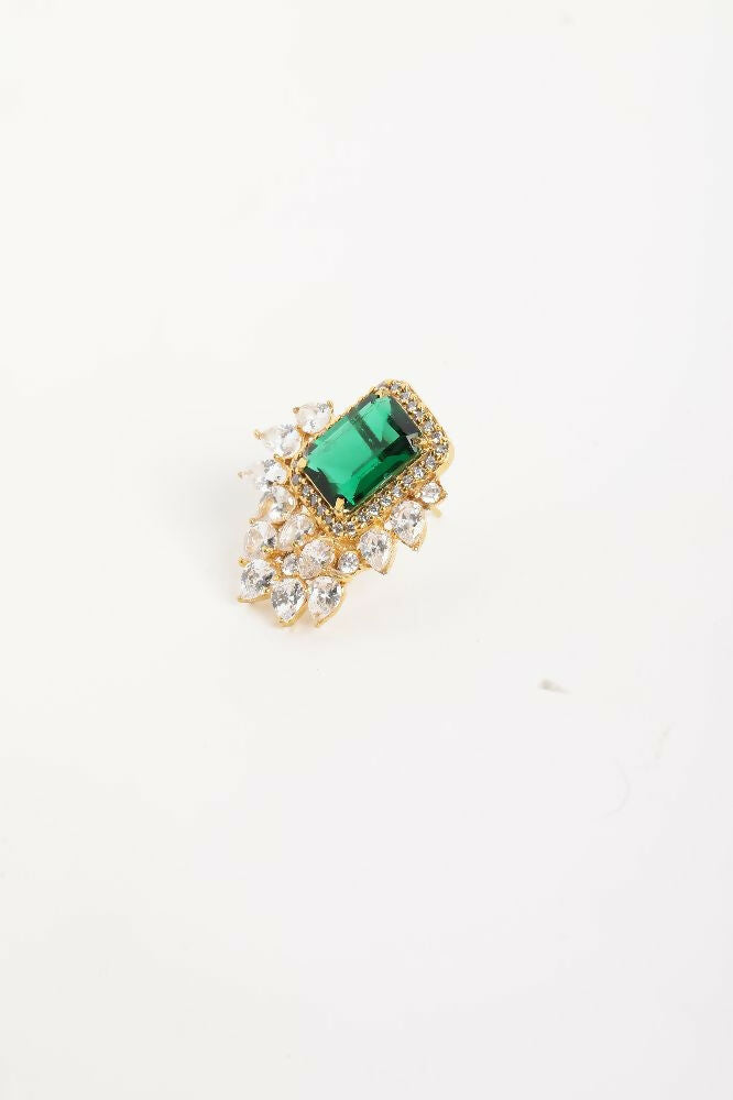 Nuyug 22K Gold Plated Emerald Fern Muse Stud Earrings | Swadesiicart
