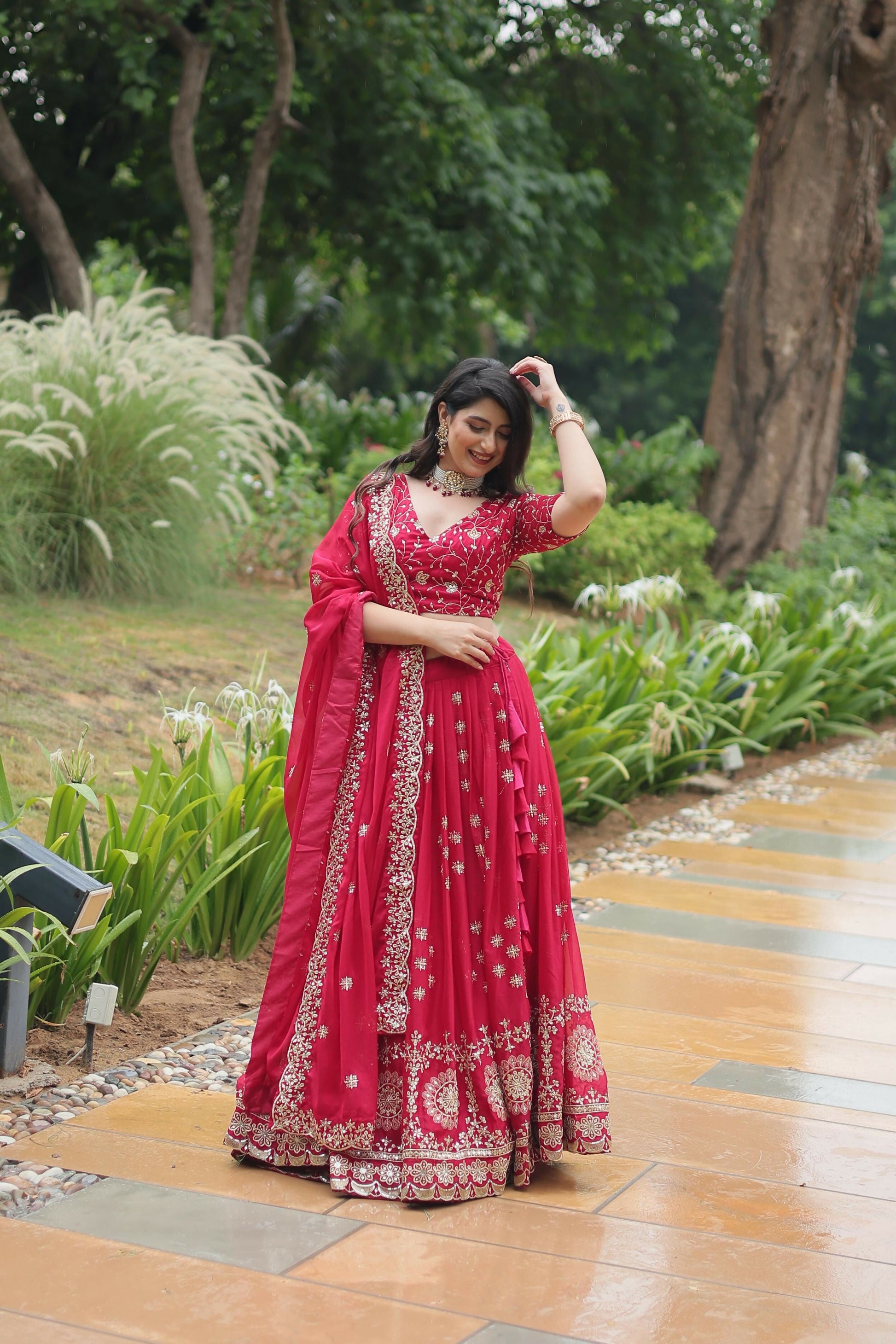 Lorenvalley Ranipink Rangoli Silk Heavy Sequins & Thread Embroidered work Lehenga Choli | Swadesiicart