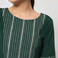 FIORRA Women's Bottle Green Poly Crepe Flared Kurta With Dupatta - Swadesiicart