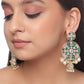 Shoshaa Green & Gold-Polished Kundan Studded Contemporary Jhumkas Earrings | Swadesiicart