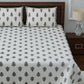 LIVING ROOTS White & Grey Ethnic Motifs 210 TC King Bedsheet with 2 Pillow Covers - Swadesiicart