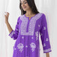 HOUSE OF KARI Ethnic Motifs Chikankari Embroidered Notched Round Neck Straight Kurta | Swadesiicart