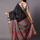 Mitera Black & Red Ethnic Motifs Silk Cotton Banarasi Saree | Swadesiicart