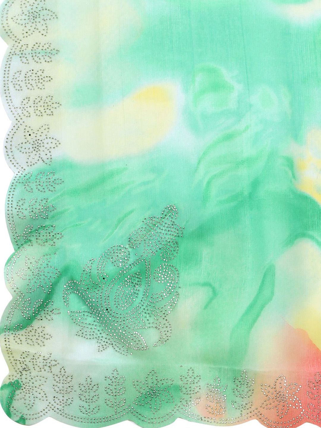 Mitera Tie and Dye Beads and Stones Poly Chiffon Ready to Wear Saree | Swadesiicart