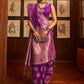 Mitera Women Purple & Gold-Toned Woven Design Zari Silk Blend Banarasi Saree | Swadesiicart