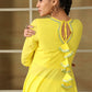Pomcha Jaipur Yellow Saadgi Yellow Mirror Work Anarkali Set | Swadesiicart