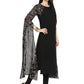 Ahalyaa Women's Black Georgette Rubber Glitter Print Kurta | Swadesiicart