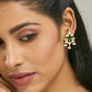 Nuyug 22K Gold-Plated Elegant Kundan & Green Stone Studded Pearl Drops Studs | Swadesiicart