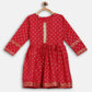 Ahalyaa Red Crepe Gold Printed Kids Kurta Sharara Set For Girls | Swadesiicart