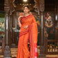 Very Much Indian Handloom Cotton Viscose Ilkal Saree Bright Orange With Red Border | Swadesiicart