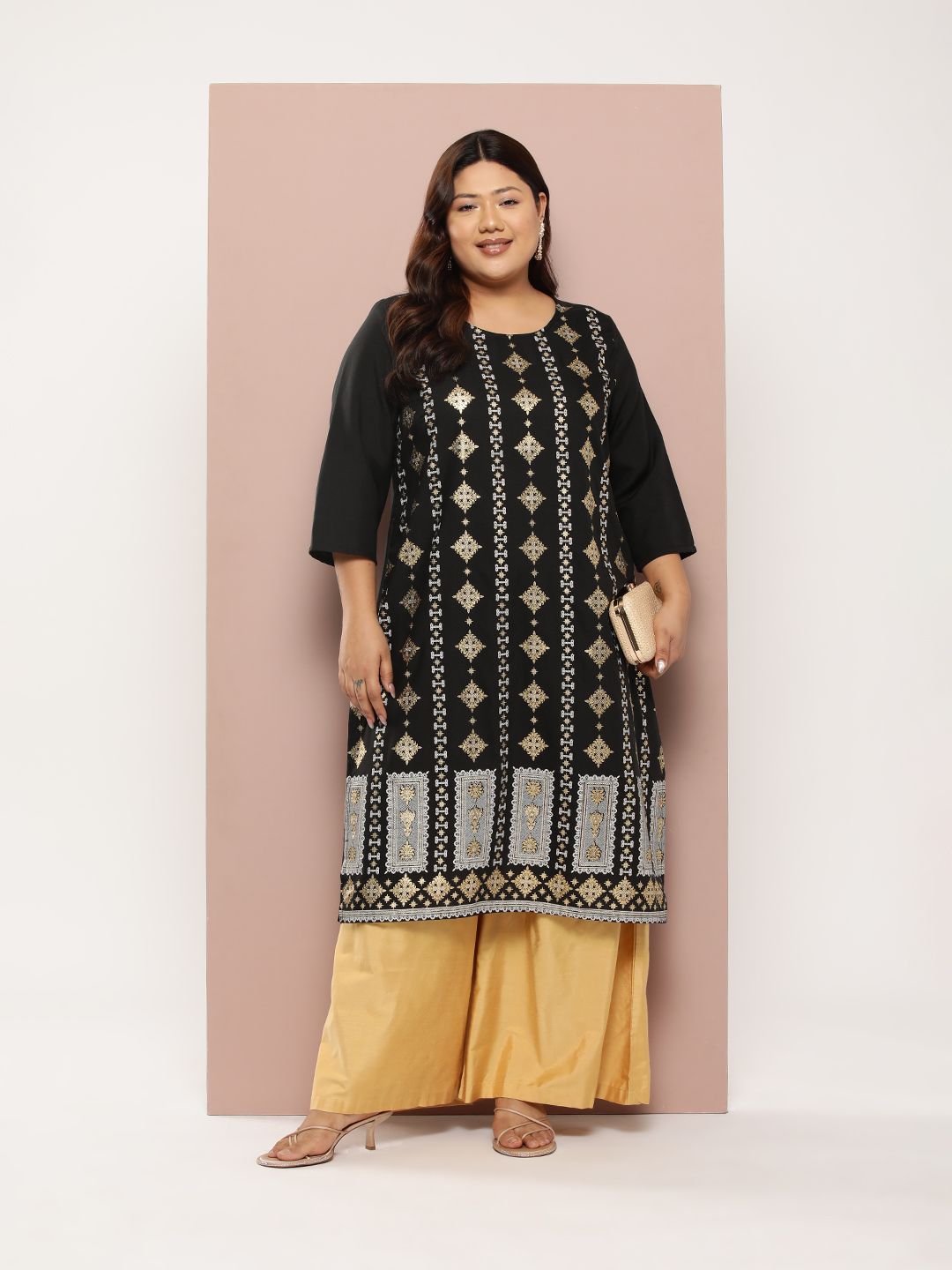 Sztori Plus Size Ethnic Motifs Print Kurta - Swadesiicart