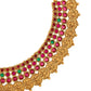 Aadita Gold-Polished & Pink Stone Studded Handcrafted Jewellery Set - Swadesiicart