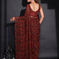 Tikhi Imli Red & Green Floral Printed Poly Georgette Ready To Wear Saree | Swadesiicart
