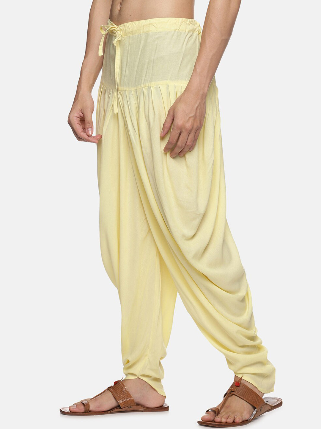 Sethukrishna Men Yellow Solid Dhoti Pant | Swadesiicart