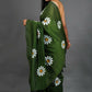 Exclusive Collection Deep Green Pure Cotton Saree With Sunflower Design - Swadesiicart