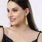 NVR Women Gold-Polished Geometric Shape Drop Earrings - NR Retail-NVR