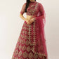 House of Panchhi Women Rosegold Net Embroidered Mirror Lehenga & Blouse with Dupatta | Swadesiicart