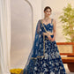 Aastha Fashion More Peach Blue Butterfly Net White Cotton Thread Work And Sequence Work Embroidery Wedding Wear Lehenga Choli