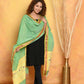 Very Much Indian Handloom Pure Cotton Paithani Dupatta - Green | Swadesiicart