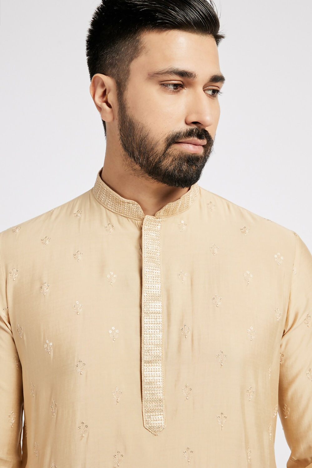Ethnic India Beige Men's Kurta Ethnic Motifs | Swadesiicart