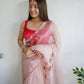 Vamsee Peach Organza Saree - Swadesiicart
