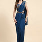 Blue Polyester Solid Ready to Wear Saree with stitched Blouse - Nita | Swadesiicart
