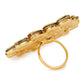 Gold-Polished White Kundan-Studded Adjustable Finger Ring - Ruby Raang | Swadesiicart